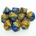 26222 GEMINI POLYHEDRAL BLUE-GOLD W/WHITE SET OF TEN D10'S