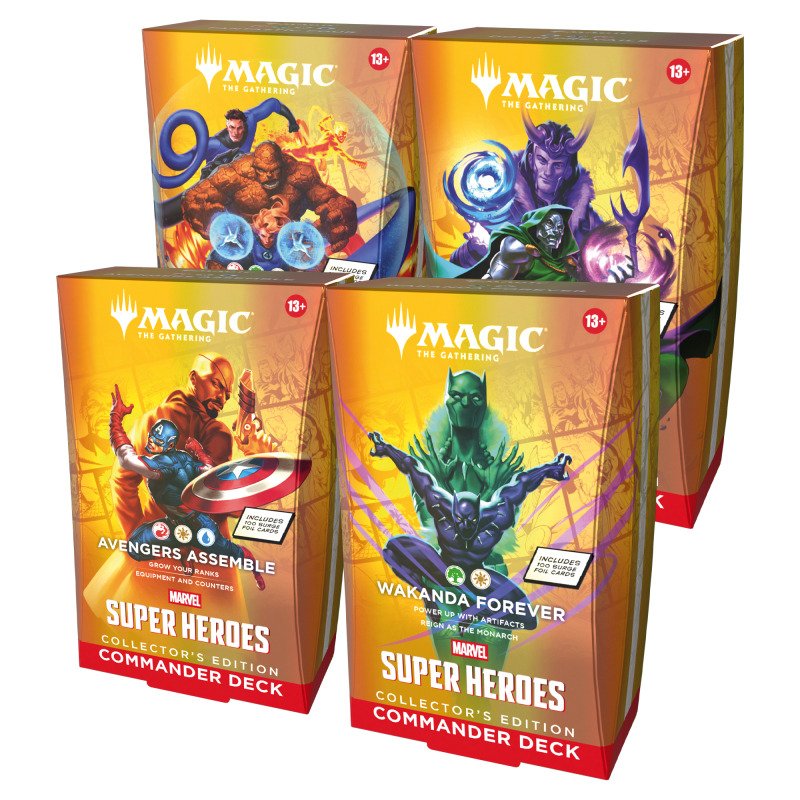 MAGIC - UNIVERSES BEYOND - MARVEL SUPERHEROES - COLLECTOR'S COMMANDER DECK DISPLAY - (BOX 4 PZ) - INGLESE