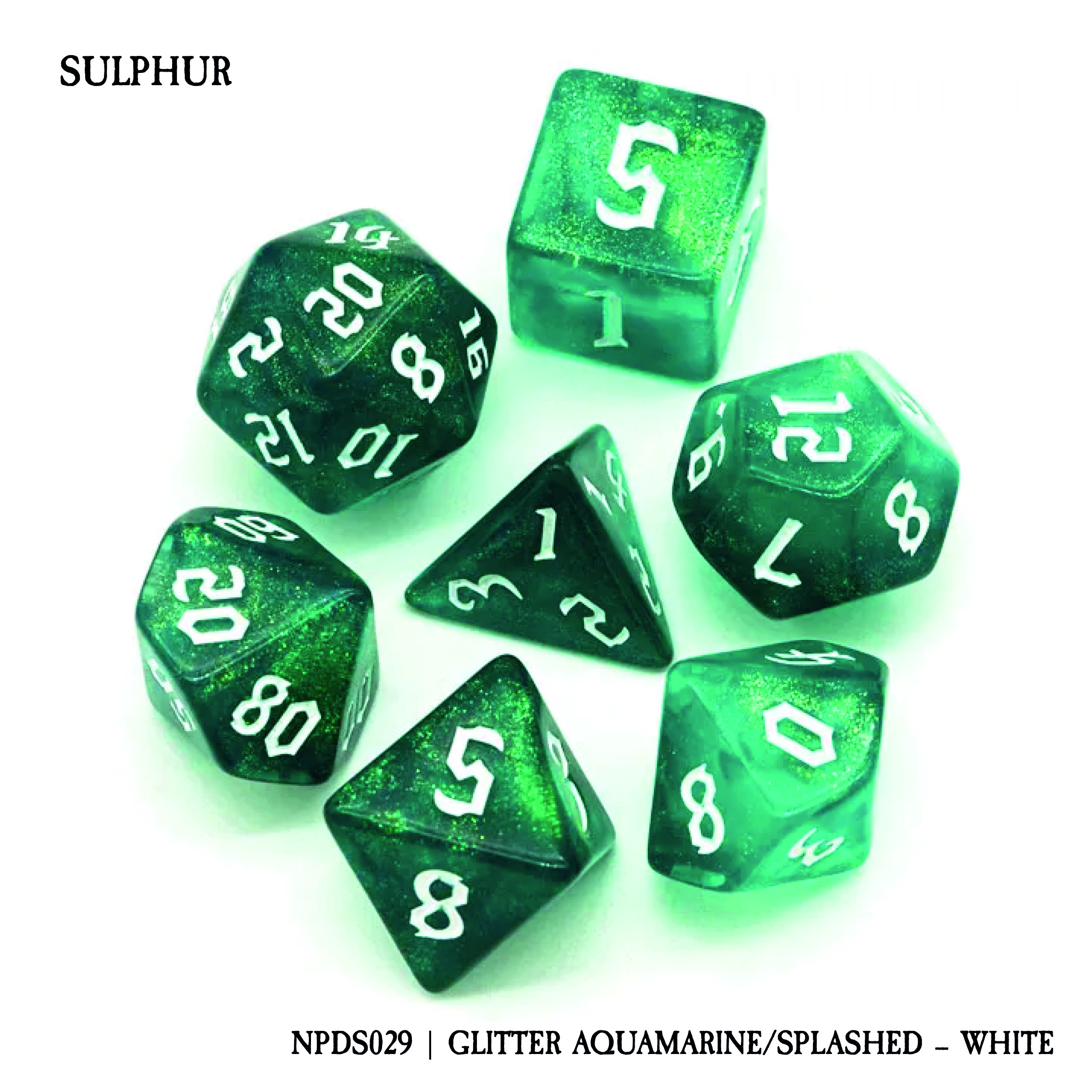 SULPHUR: GLITTER AQUAMARINE/SPLASHED - WHITE (NPDS029)