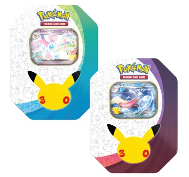 POKEMON 30° ANNIVERSARIO - TIN DA COLLEZIONE SYLVEON-EX & GRENINJA-EX - (BOX 6PZ) COD: 10466