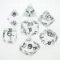 23071 TRANSLUCENT POLYHEDRAL CLEAR/WHITE 7-DADI SET