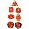 23073 TRANSLUCENT POLYHEDRAL ORANGE/WHITE 7-DADI SET