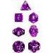 23077 TRANSLUCENT POLYHEDRAL PURPLE/WHITE 7-DADI SET