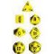 25402 OPAQUE POLYHEDRAL YELLOW/BLACK 7-DADI SET