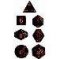 25418 OPAQUE POLYHEDRAL BLACK/RED 7-DADI SET