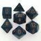 25426 OPAQUE POLYHEDRAL DUSTY BLUE W/COPPER 7-DADI SET