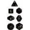 25428 OPAQUE POLYHEDRAL BLACK/GOLD 7-DADI SET