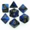 26435 GEMINI POLYHEDRAL BLACK-BLUE W/GOLD 7-DADI SET