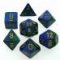 26436 GEMINI POLYHEDRAL BLUE-GREEN W/GOLD 7-DADI SET