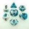 26444 GEMINI POLYHEDRAL WHITE-TEAL W/BLACK 7-DADI SET