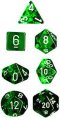 23075 TRANSLUCENT POLYHEDRAL GREEN/WHITE 7-DADI SET